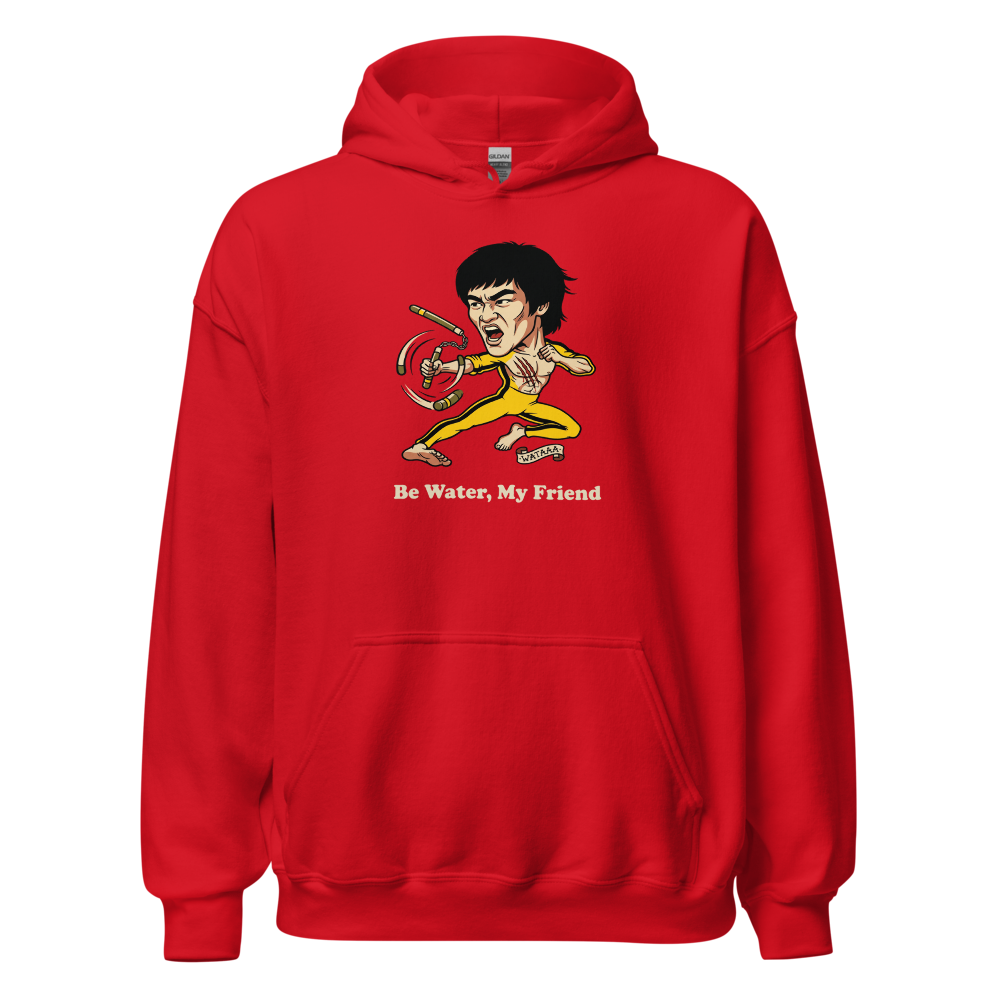 Flying Kick Kung Fu Master Tattoo Flash Tee — red front view