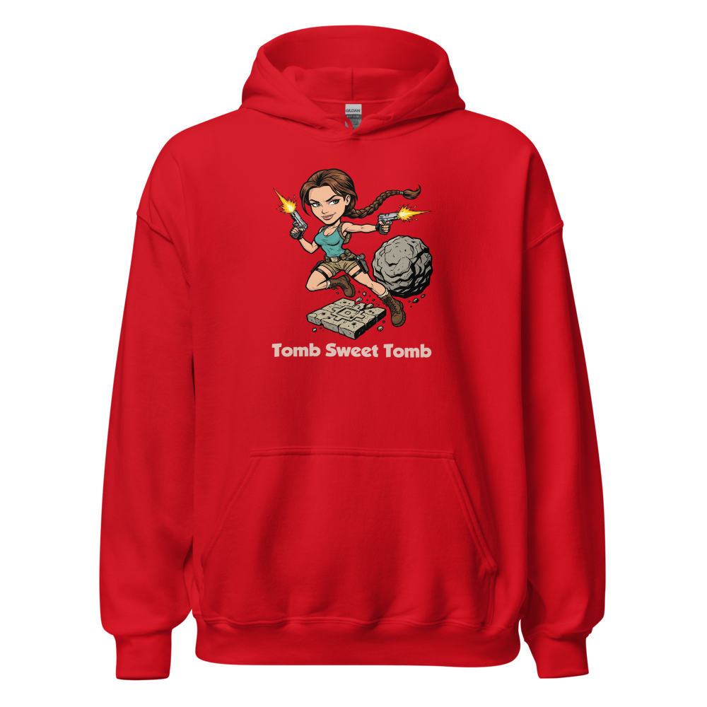 Tomb Sweet Tomb Action Heroine Adventure Tee — red front view