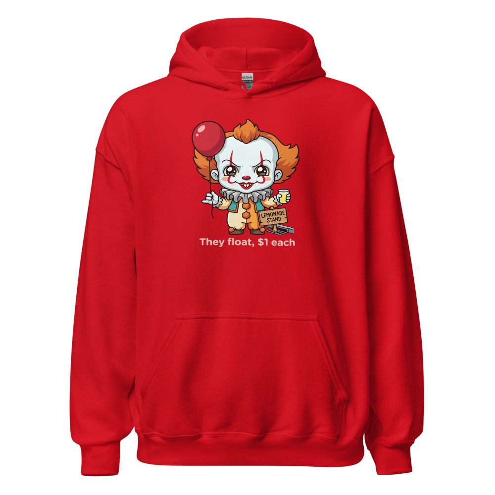 Chibi Creepy Clown Lemonade Stand Horror Parody Tee — red front view
