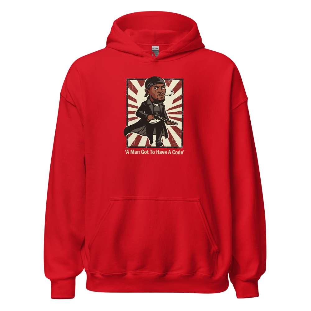 Whistling Stick-Up Man Code Propaganda Tee — red front view