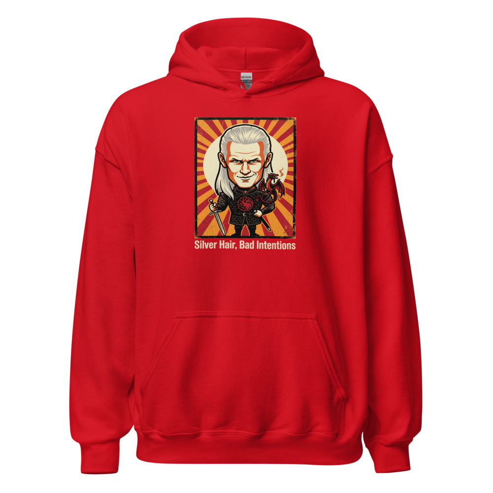 Silver Hair Bad Intentions Rogue Prince Dragon Tee — red front view
