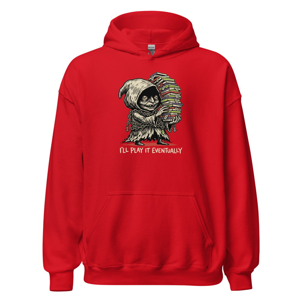 Eternal Sale Backlog Gremlin Linocut Gamer Tee — red front view