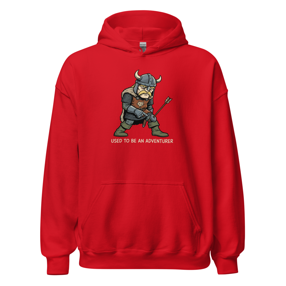 Retired Adventurer City Guard Comic Ink Tee — red front view