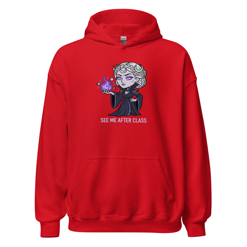 Witch Instructor See Me After Class Spell Tee — red front view