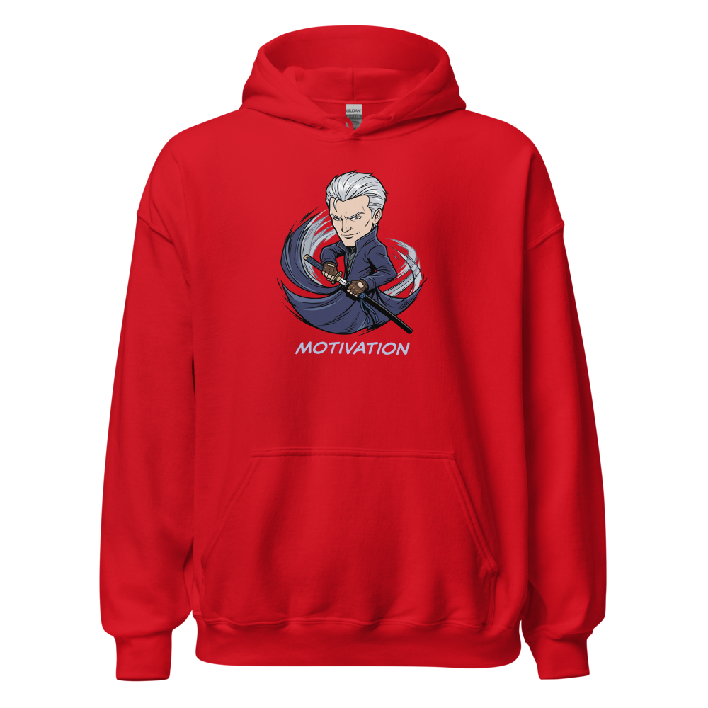 Stoic Swordsman Judgement Slash Motivation Tee — red front view