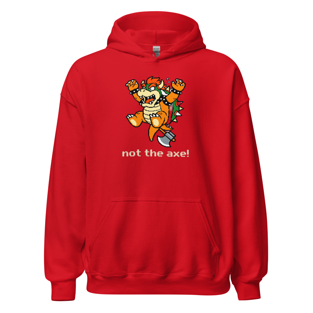 Not The Axe Pixel Boss Retro Gamer Tee — red front view