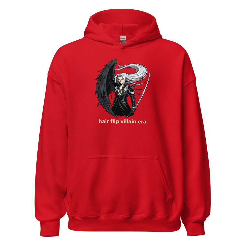 Hair Flip Villain Era Anime Swordsman Tee — red front view