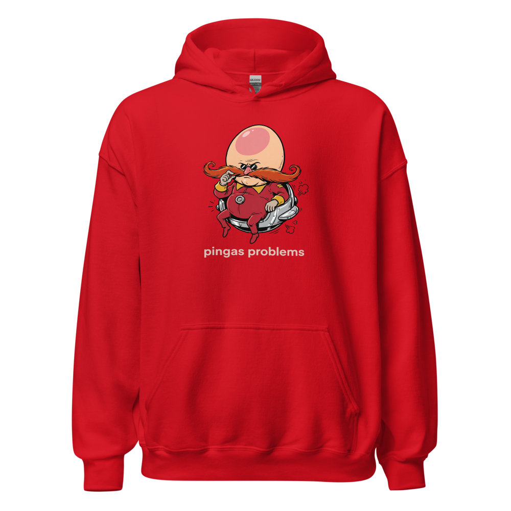 Egg-Shaped Villain Hover Pod Problems Tee — red front view