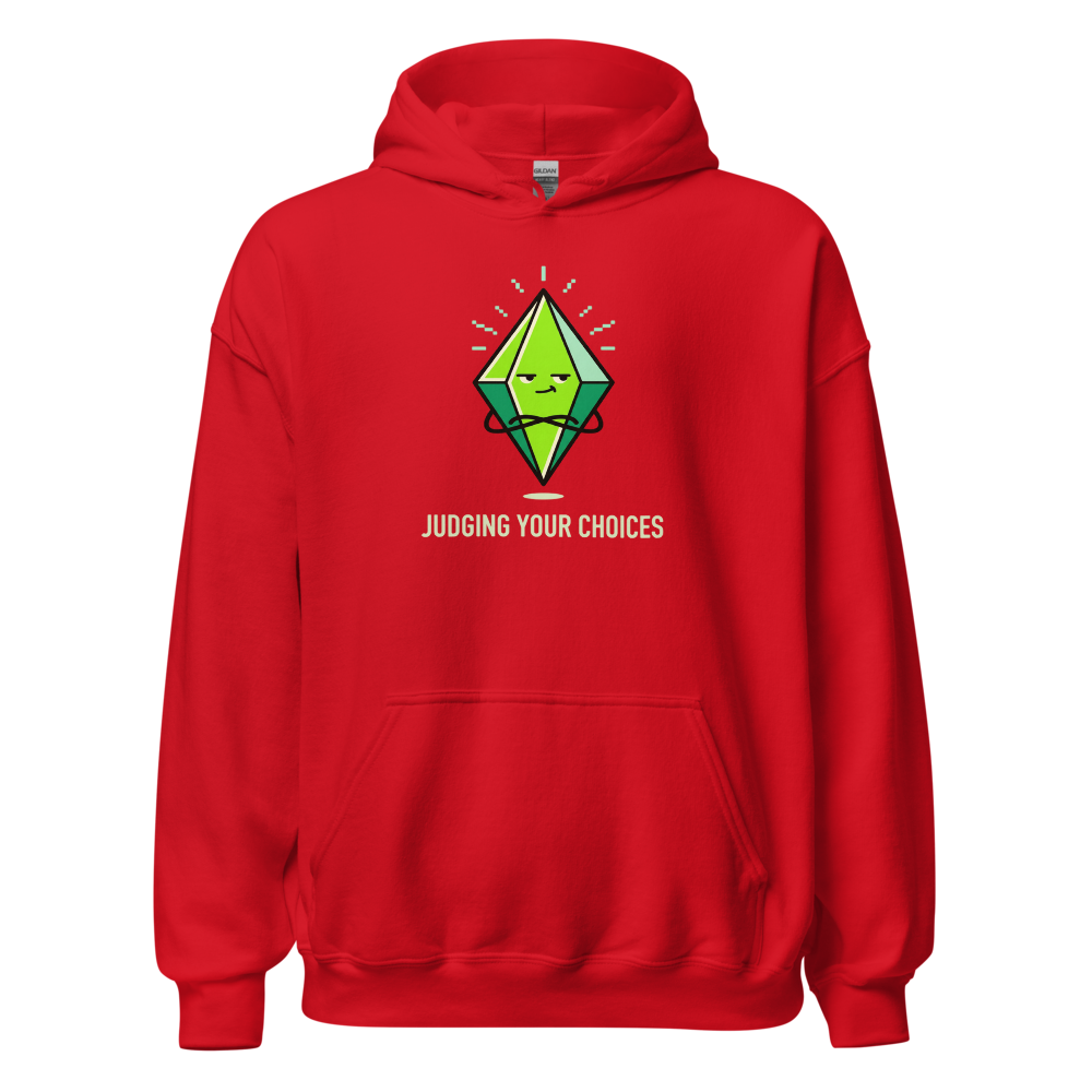 Judging Your Choices Floating Green Diamond Gamer Tee — red front view