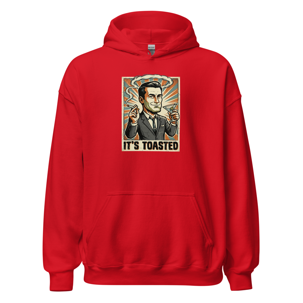 It's Toasted Sixties Ad Man Martini Propaganda Tee — Hoodie — red front view
