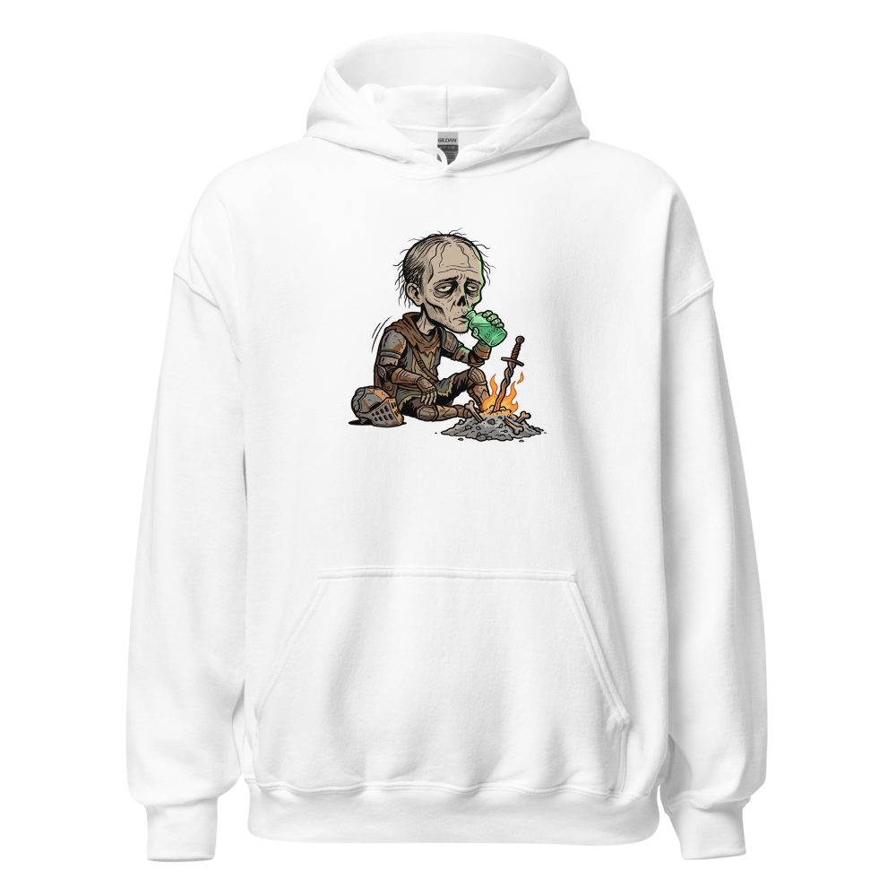 Hollow Knight Bonfire Estus Coffee Soulslike Parody Tee — white front view