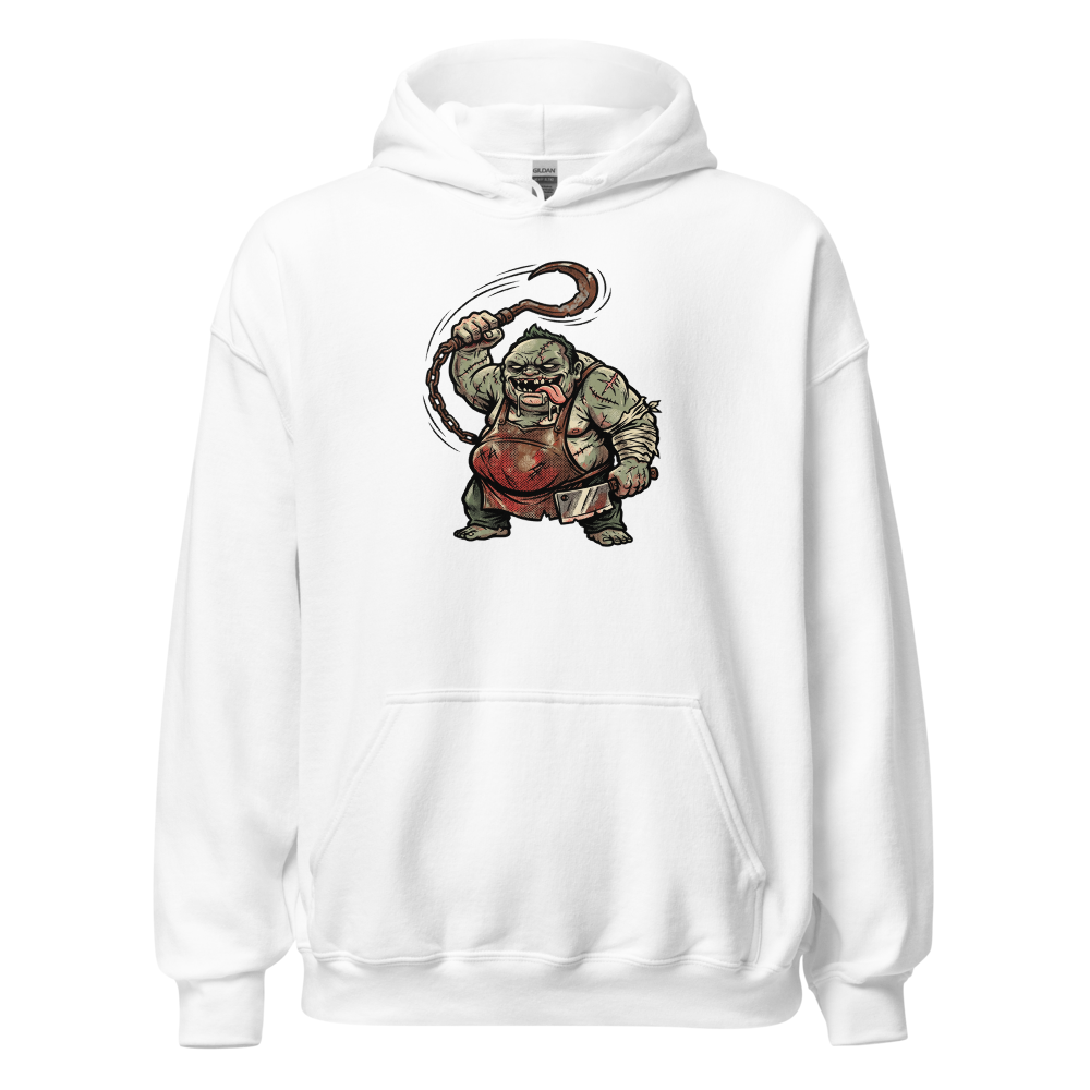 Butcher Hook Pop Art Halftone Gaming Tee — white front view