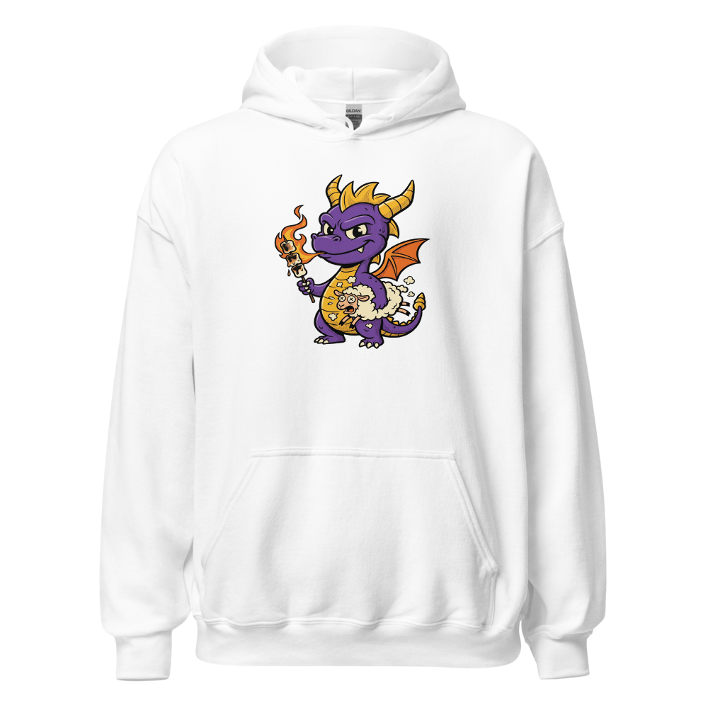 Purple Dragon Marshmallow Roast Retro Gamer Tee — white front view