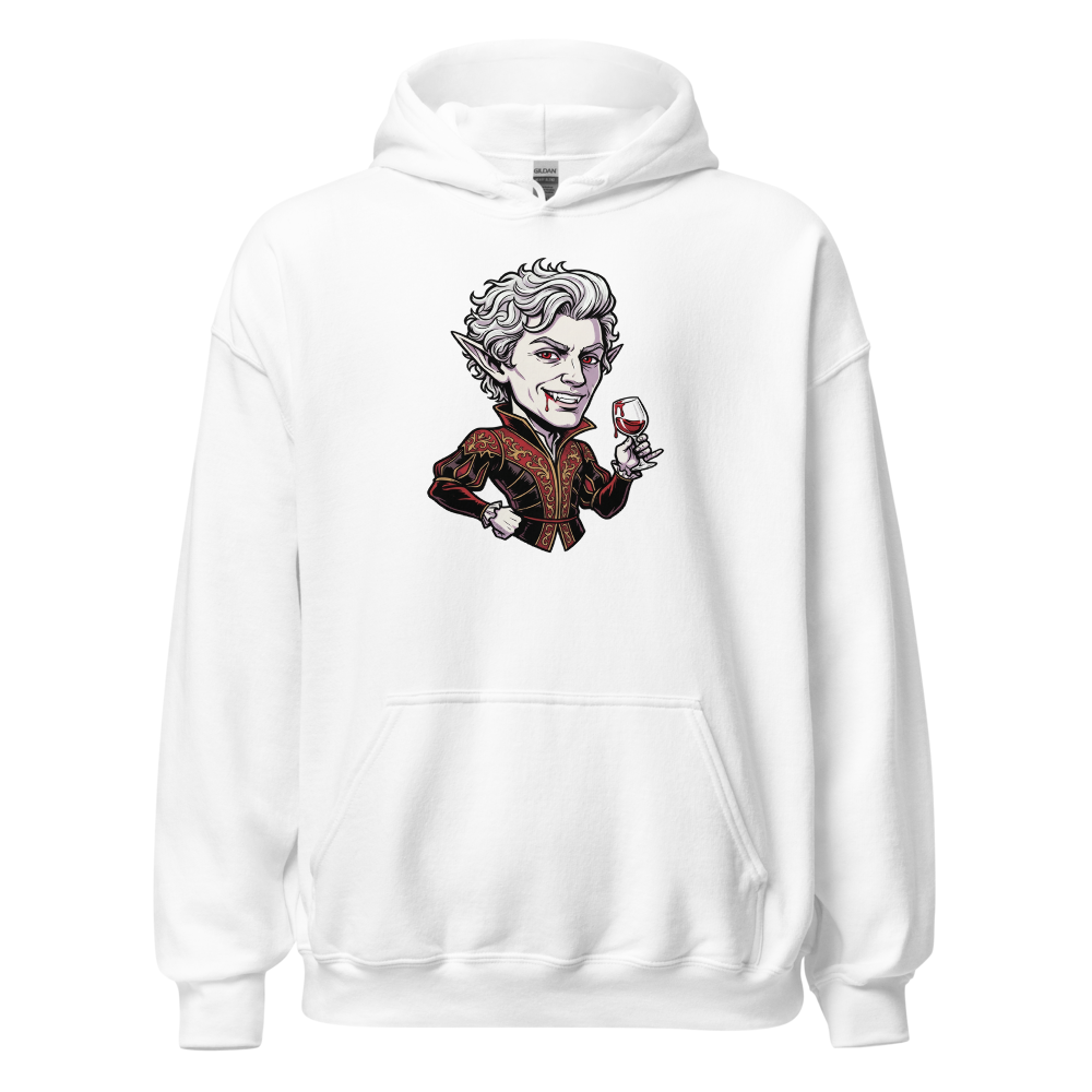 Smug Vampire Elf Rogue Comic Ink Tee — white front view