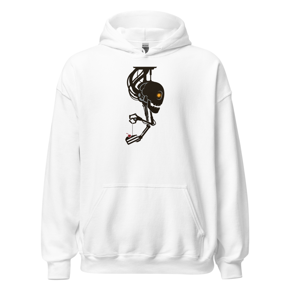 Sarcastic Ceiling AI Dangling Cake Silhouette Tee — white front view