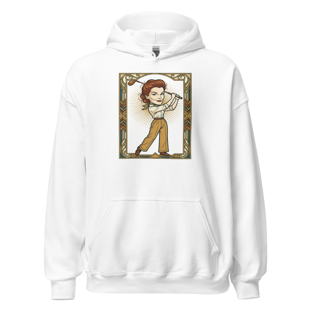 Jazz Age Golf Champion Art Deco Caricature Tee — white front view