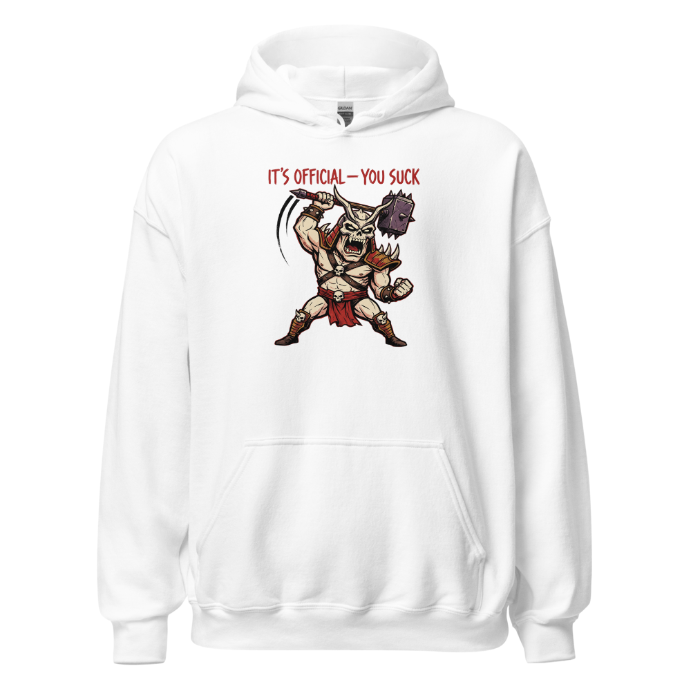 It's Official You Suck Warhammer Emperor Punk Tee — white front view