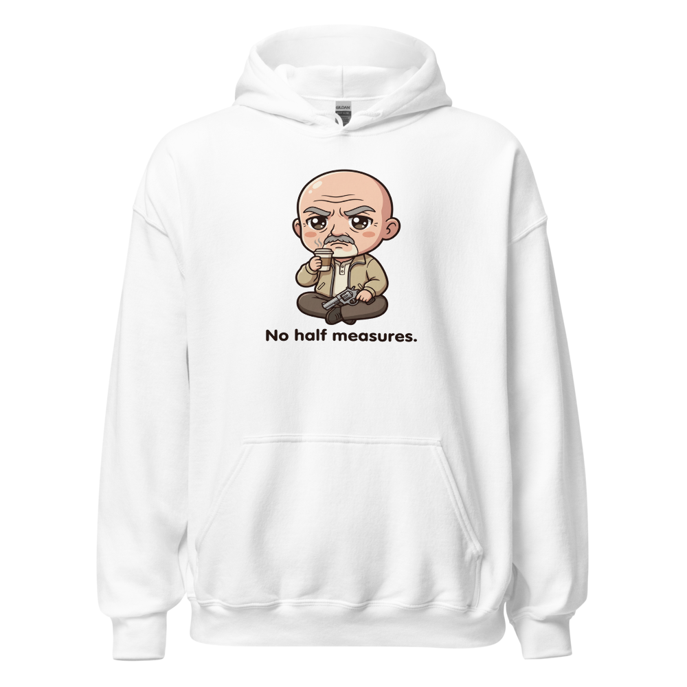 Chibi Stoic Grandpa Hitman Coffee Sipper Tee — white front view