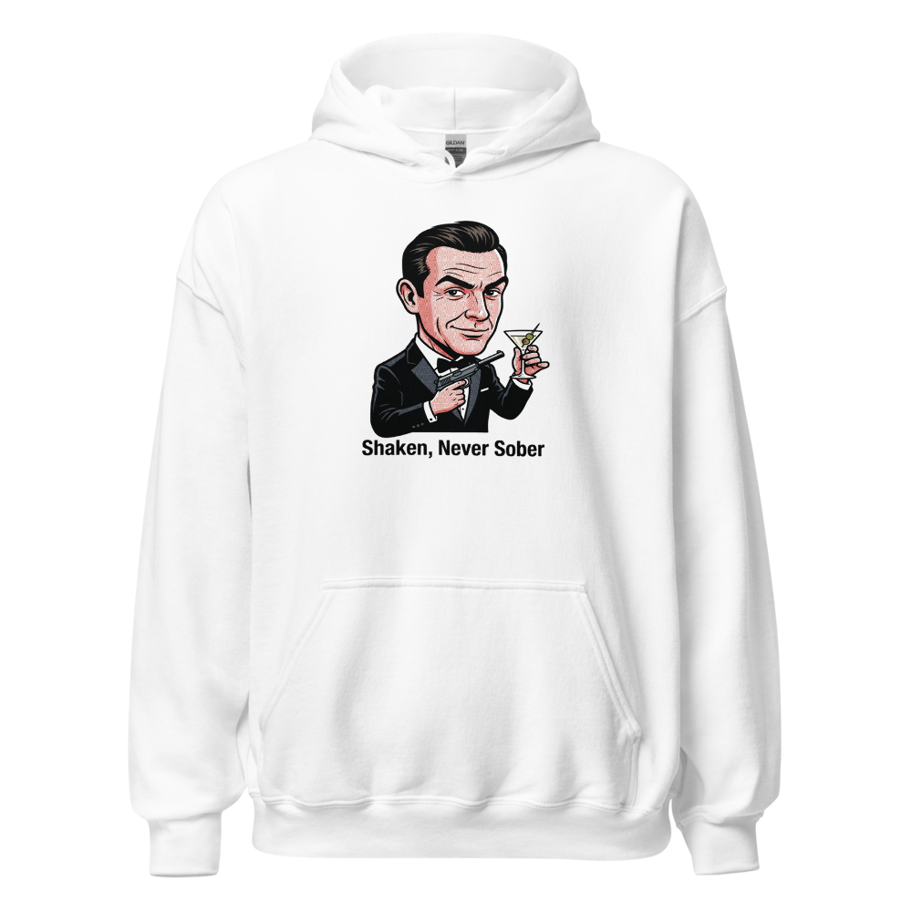 Pop Art Super Spy Martini Tuxedo Tee — Hoodie — white front view