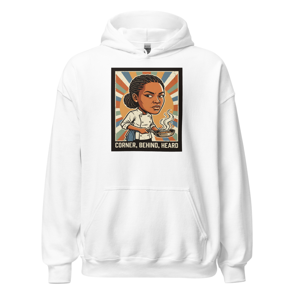 Side-Eye Chef Propaganda Screenprint Kitchen Tee — white front view