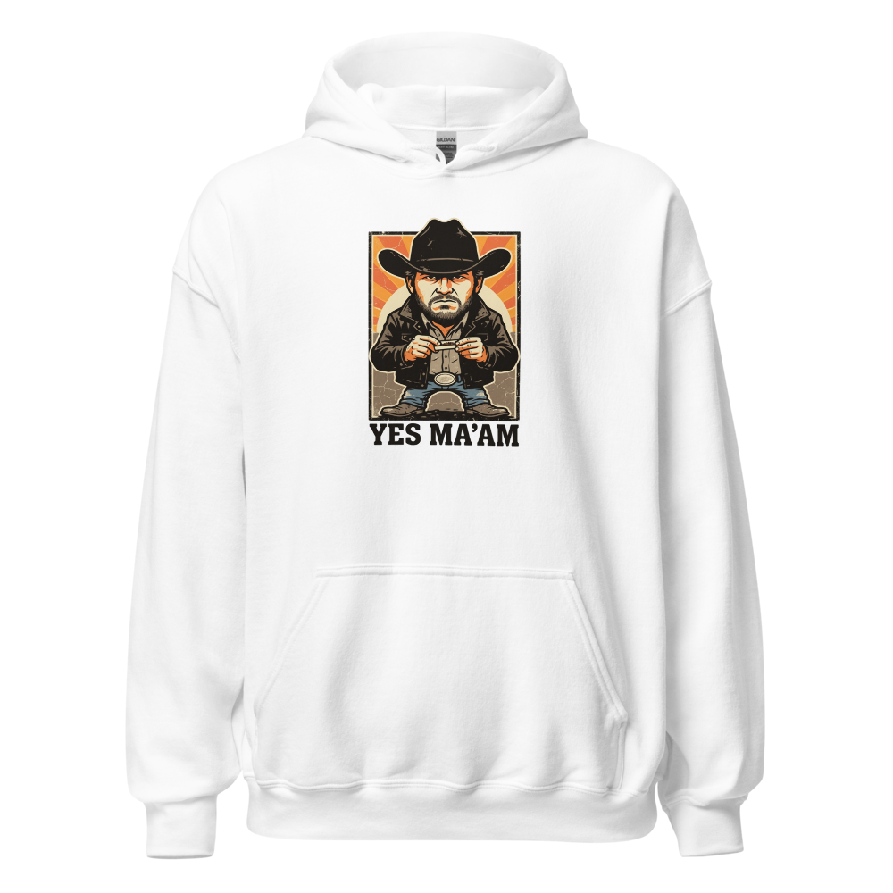 Yes Ma'am Ranch Hand Sunset Cowboy Western Tee — white front view