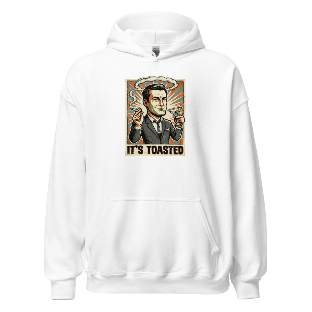 It's Toasted Sixties Ad Man Martini Propaganda Tee — white front view