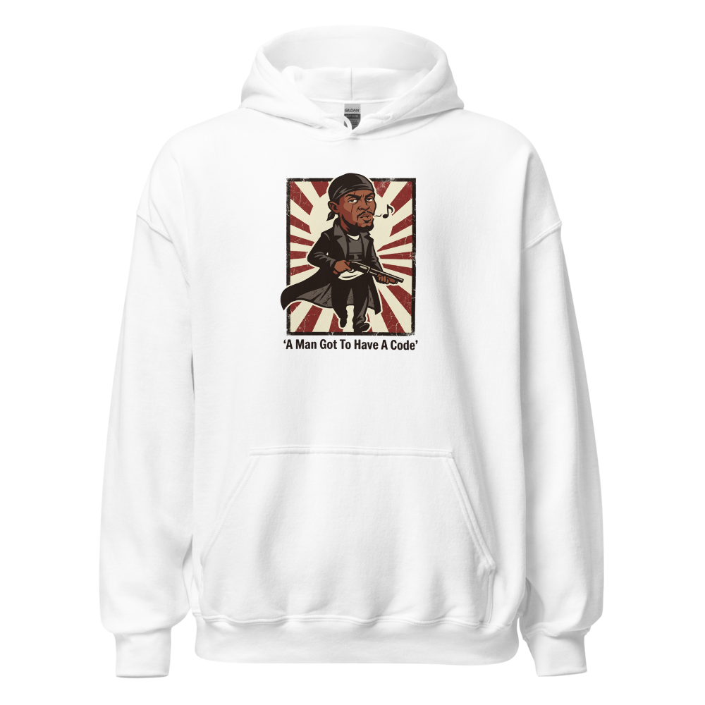 Whistling Stick-Up Man Code Propaganda Tee — white front view