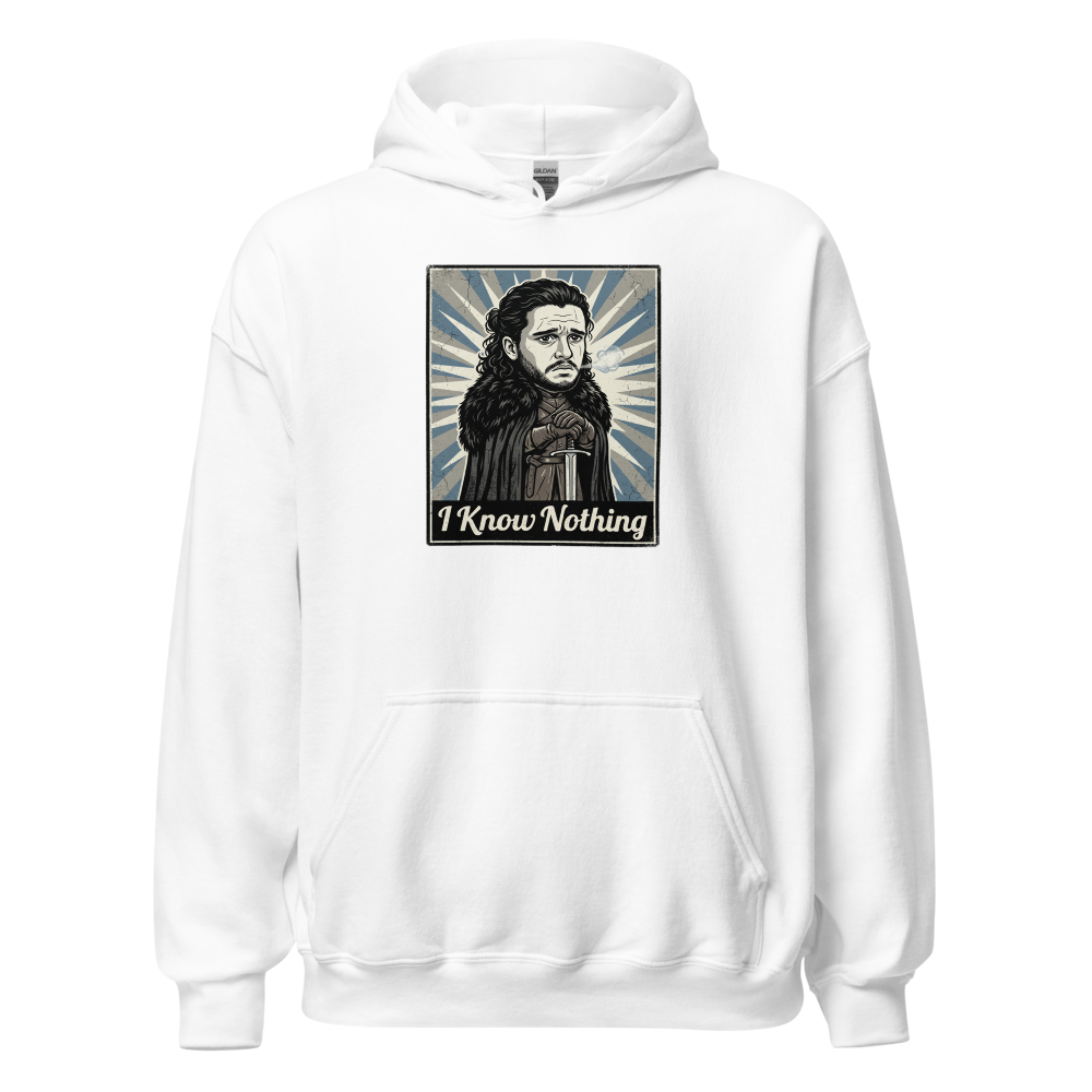 I Know Nothing Brooding Northern Hero Propaganda Tee — white front view
