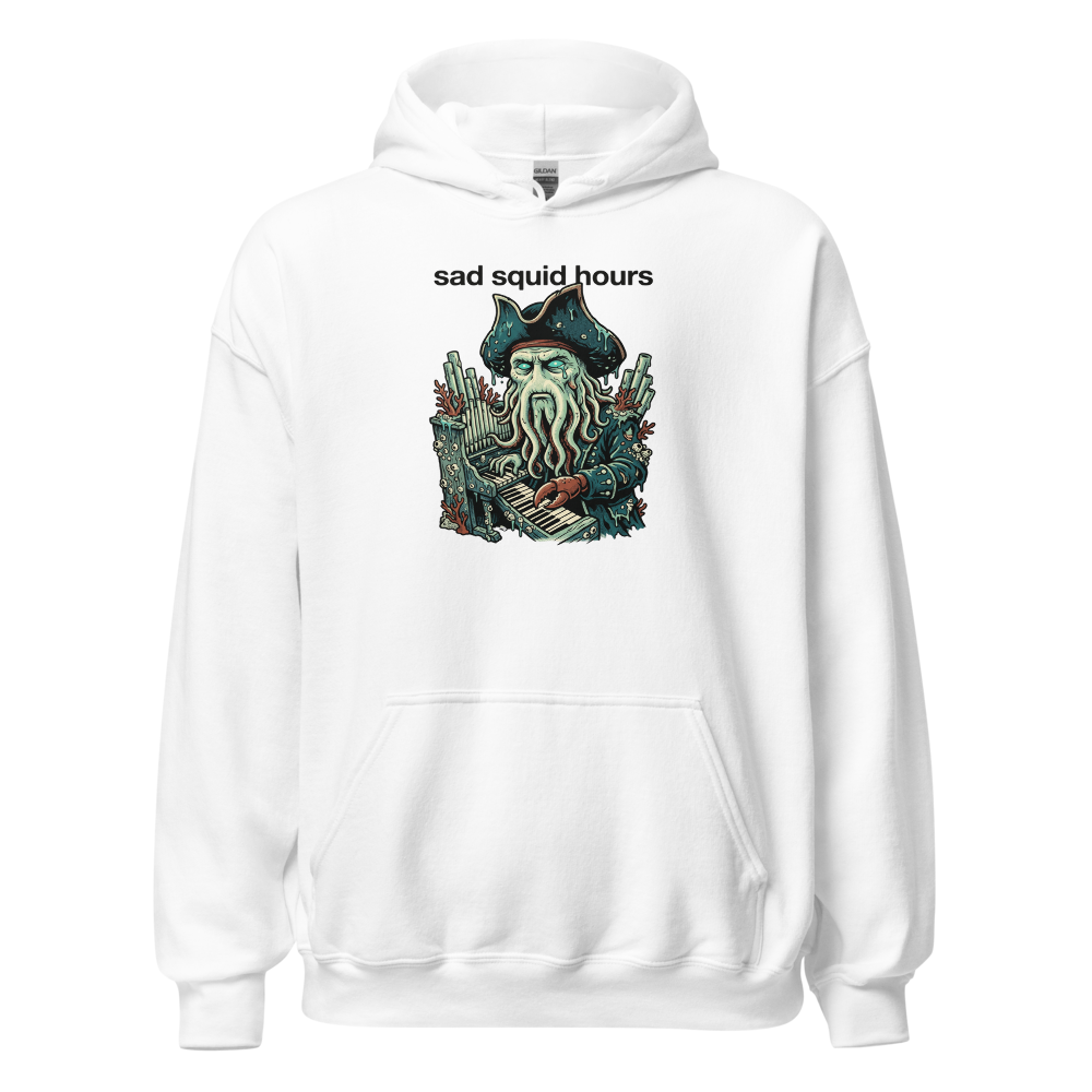 Sad Squid Hours Cursed Sea Captain Pop Art Tee — white front view