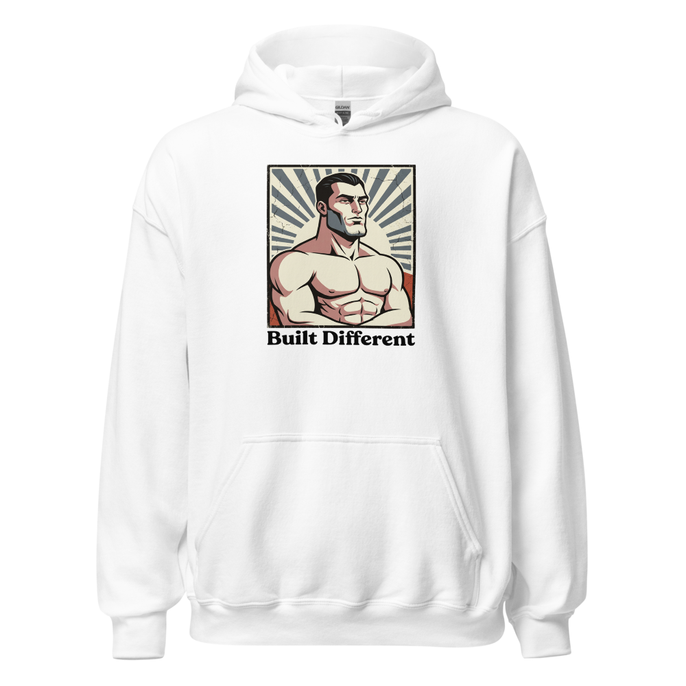 Built Different Chiseled Jaw Propaganda Meme Tee — white front view