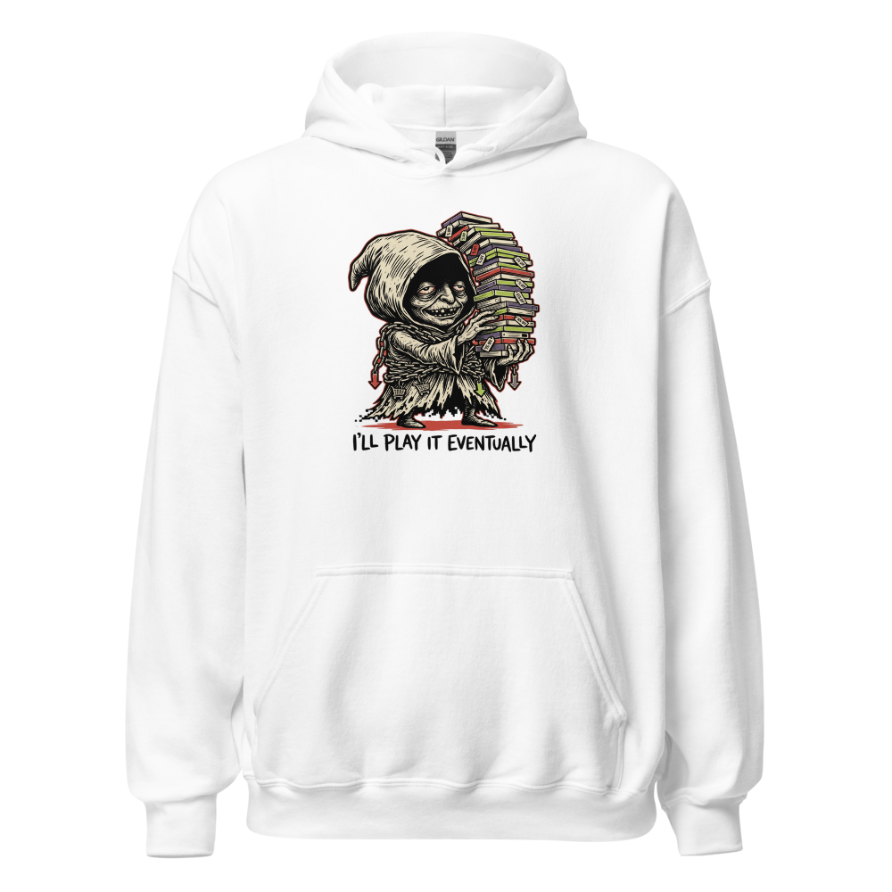 Eternal Sale Backlog Gremlin Linocut Gamer Tee — white front view