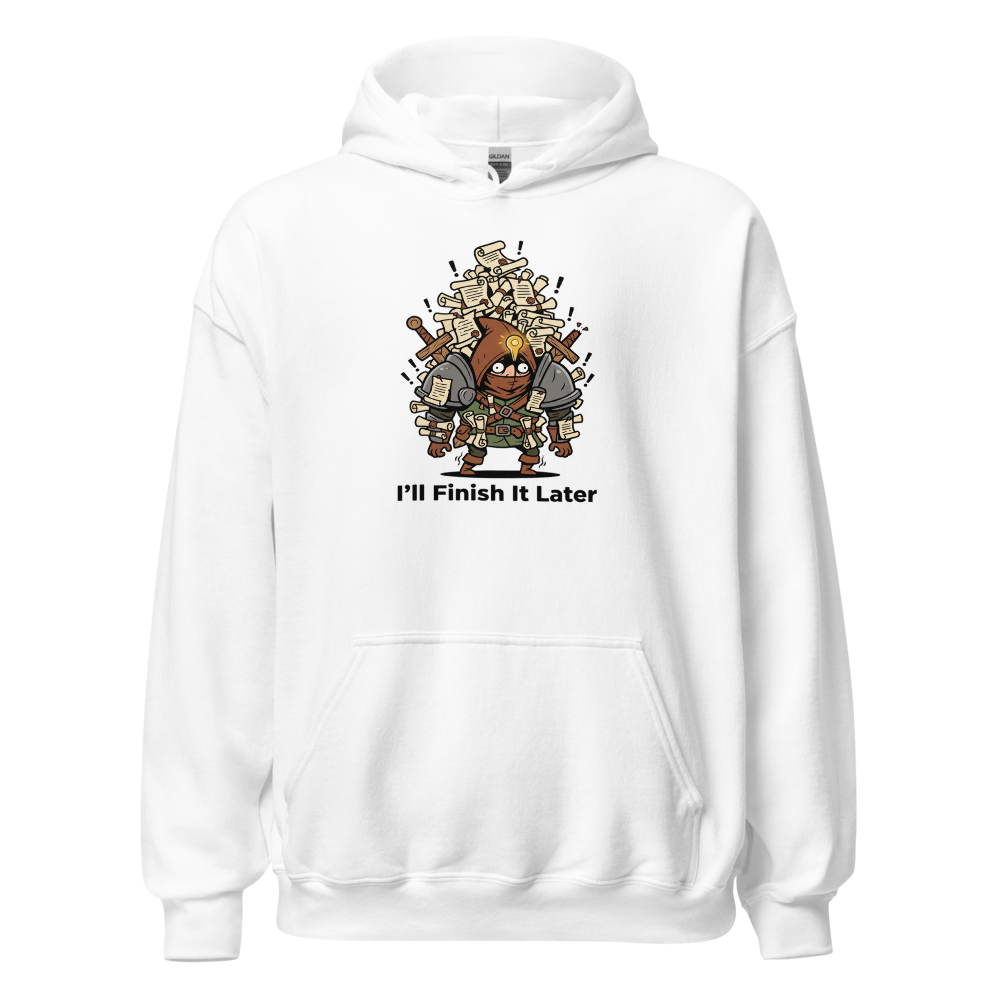 Side Quest Hoarder Retro RPG Gamer Tee — white front view