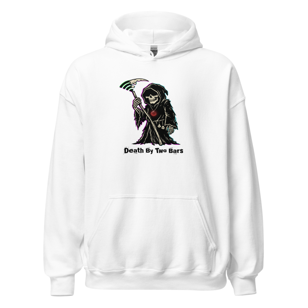 Death By Two Bars Wi-Fi Reaper Punk Gamer Tee — white front view