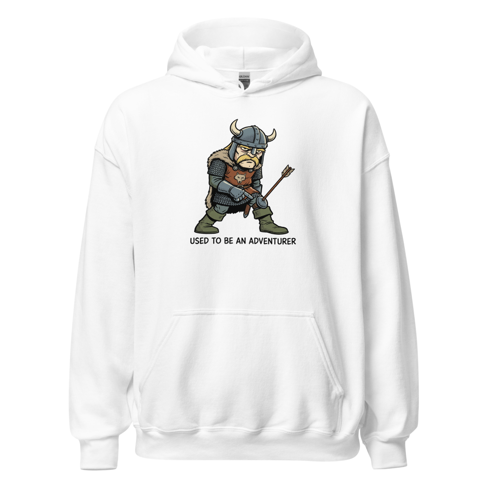 Retired Adventurer City Guard Comic Ink Tee — white front view