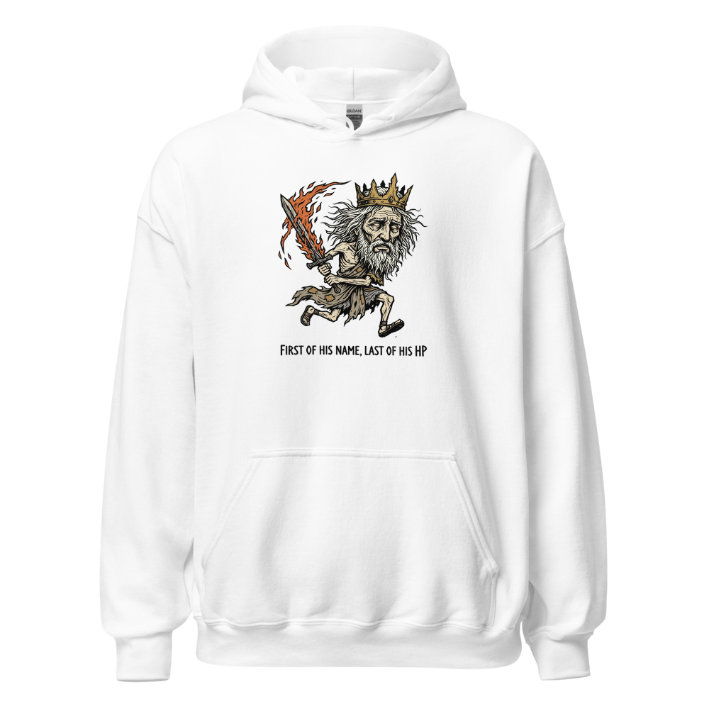 First Of His Name Last Of His HP Boss Tee — white front view
