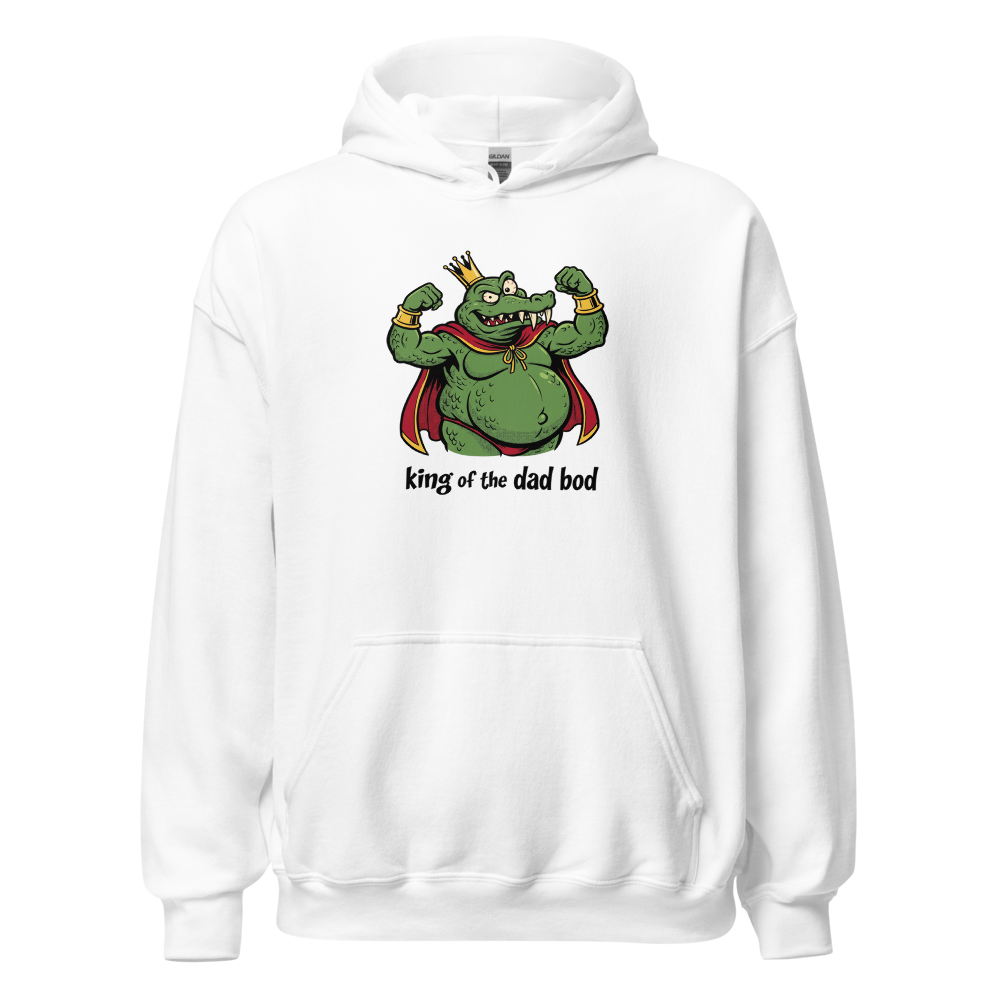 King of the Dad Bod Crocodile Pirate Comic Tee — white front view