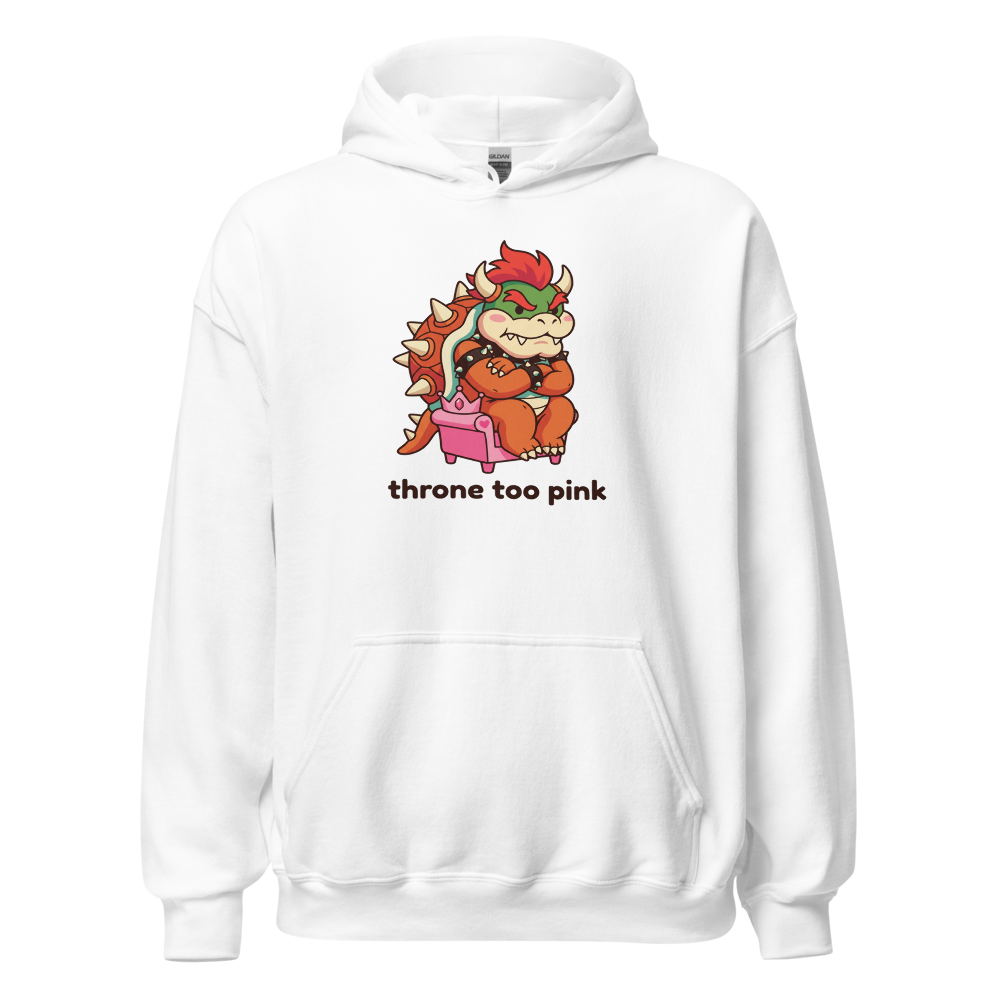 Grumpy Koopa King Tiny Pink Throne Chibi Tee — white front view