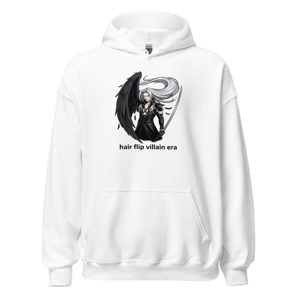Hair Flip Villain Era Anime Swordsman Tee — white front view
