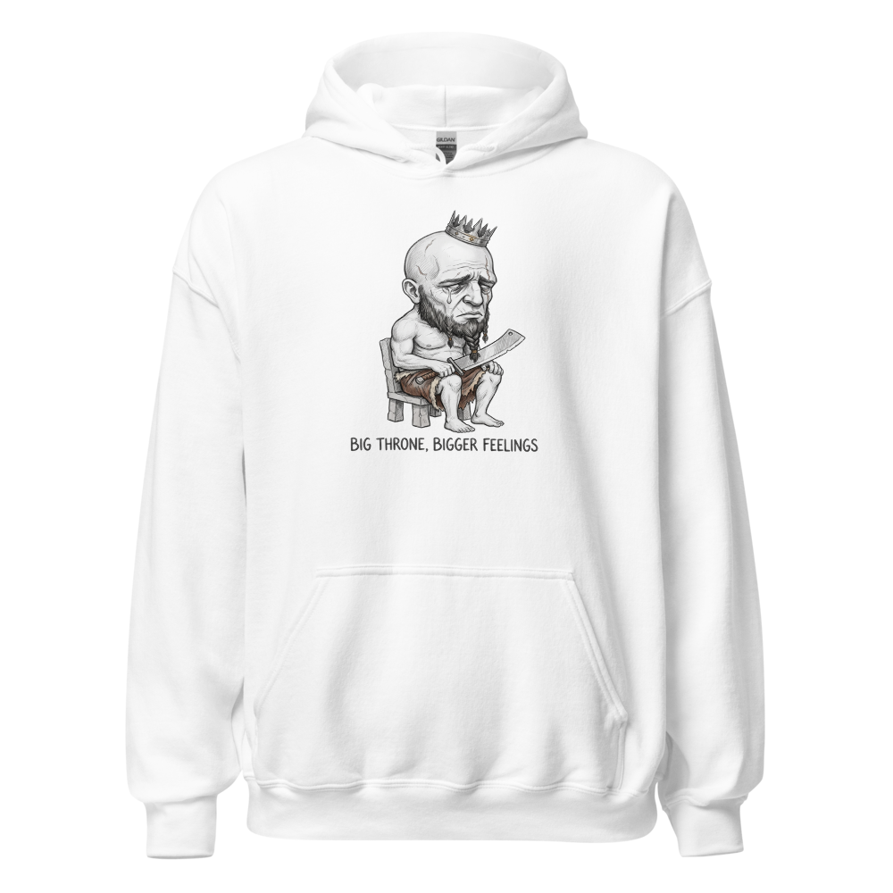 Sad Giant King Tiny Throne Sketch Tee — white front view