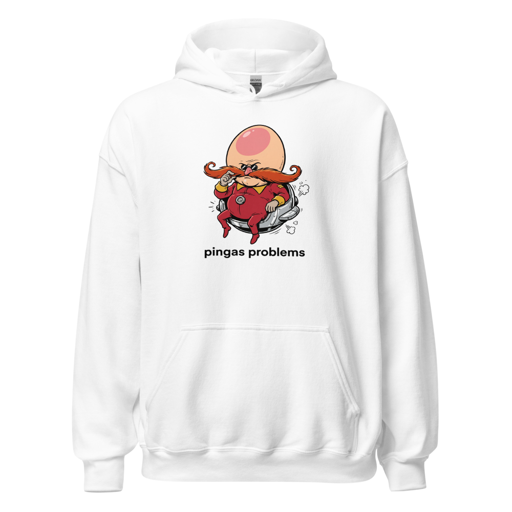 Egg-Shaped Villain Hover Pod Problems Tee — white front view