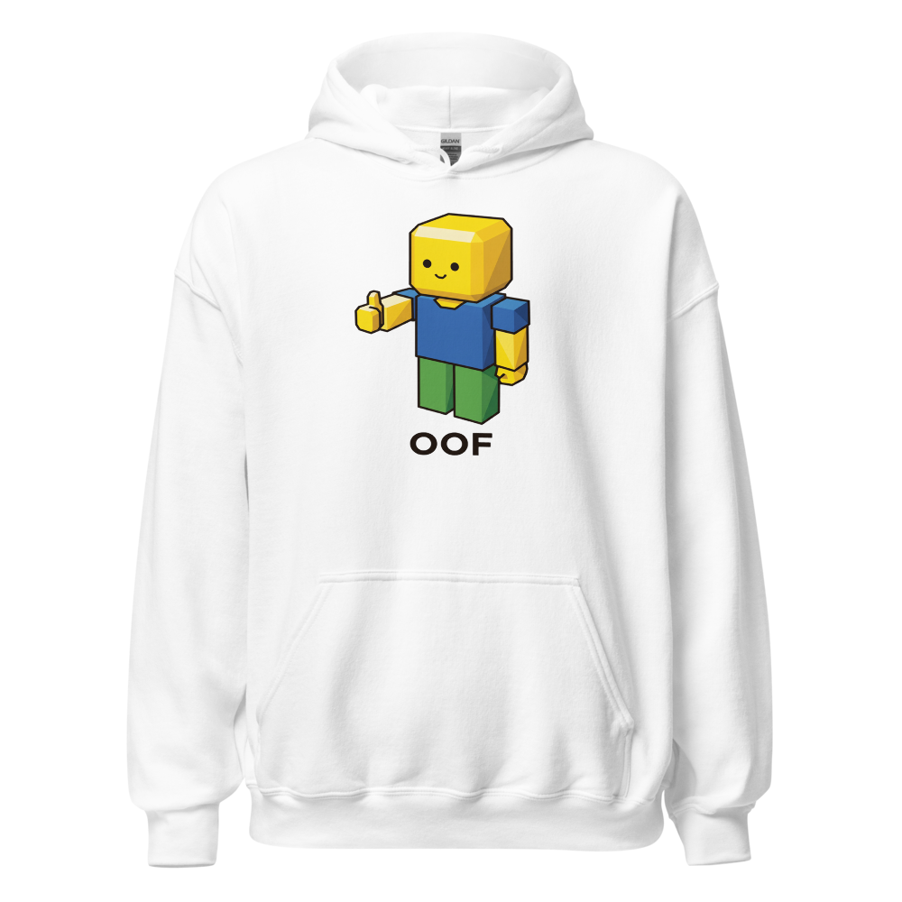 Low-Poly Blocky Noob Oof Sandbox Gamer Tee — white front view