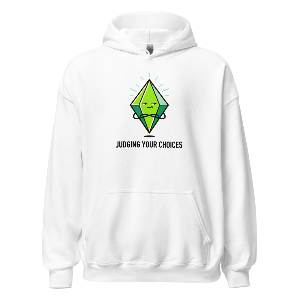 Judging Your Choices Floating Green Diamond Gamer Tee — white front view