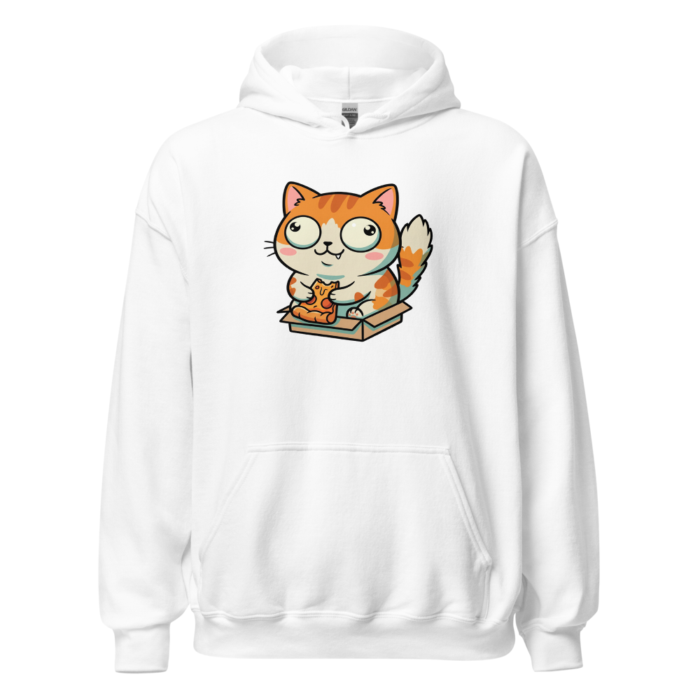 Chibi Pizza Cat Cardboard Box Zoomies Kawaii Tee — white front view
