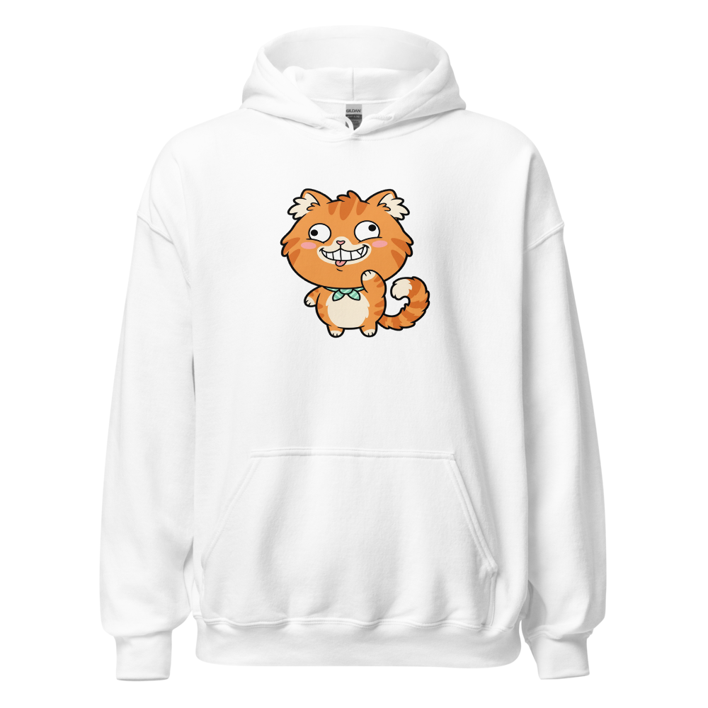 Derpy Orange Tabby Chibi Meme Cat Tee — white front view