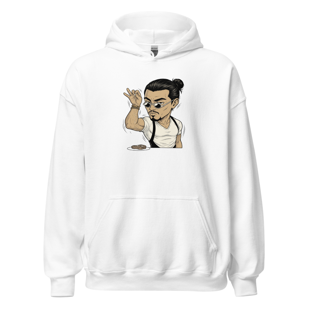 Smug Chef Salt Sprinkle Manga Line Art Meme Tee — white front view