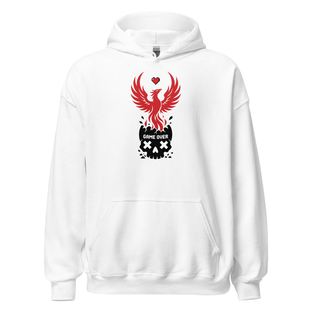 Respawn Firebird Pixel Heart Silhouette Gamer Tee — white front view