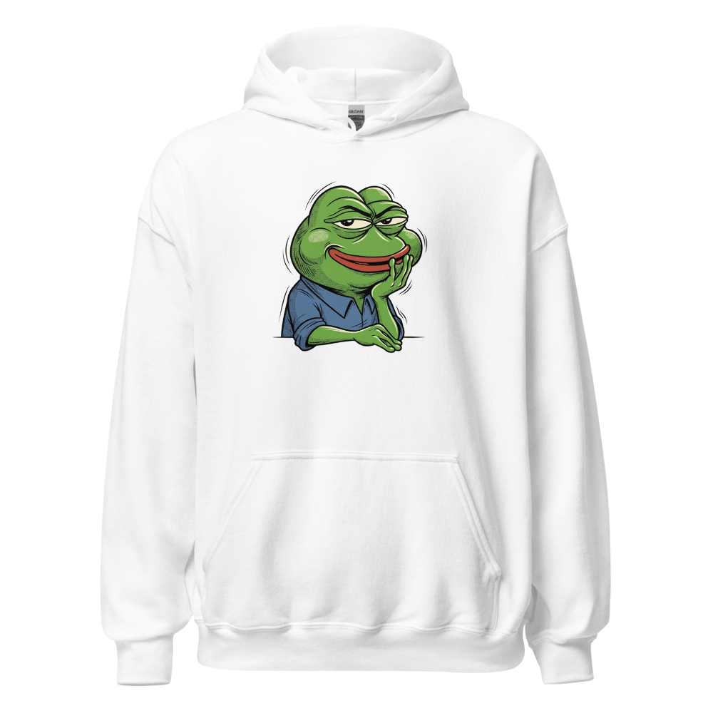 Smug Manga Frog Chin Rest Meme Graphic T-Shirt — white front view