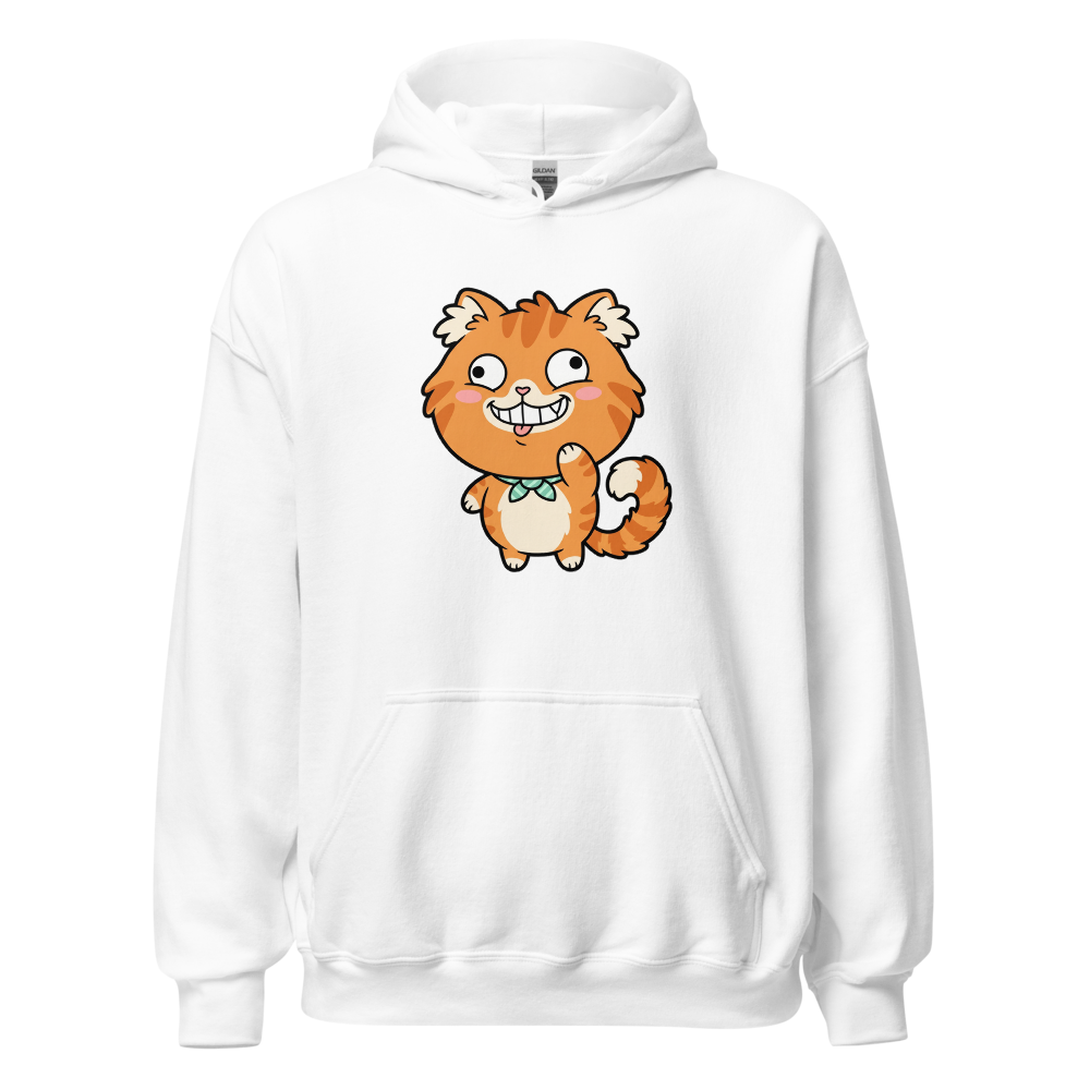 Derpy Orange Tabby Chibi Meme Cat Tee â€” White front view