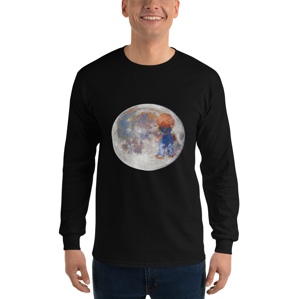 Lunar Plumber Hero Astrophotography Tee — Men's Long Sleeve Tee — black front view