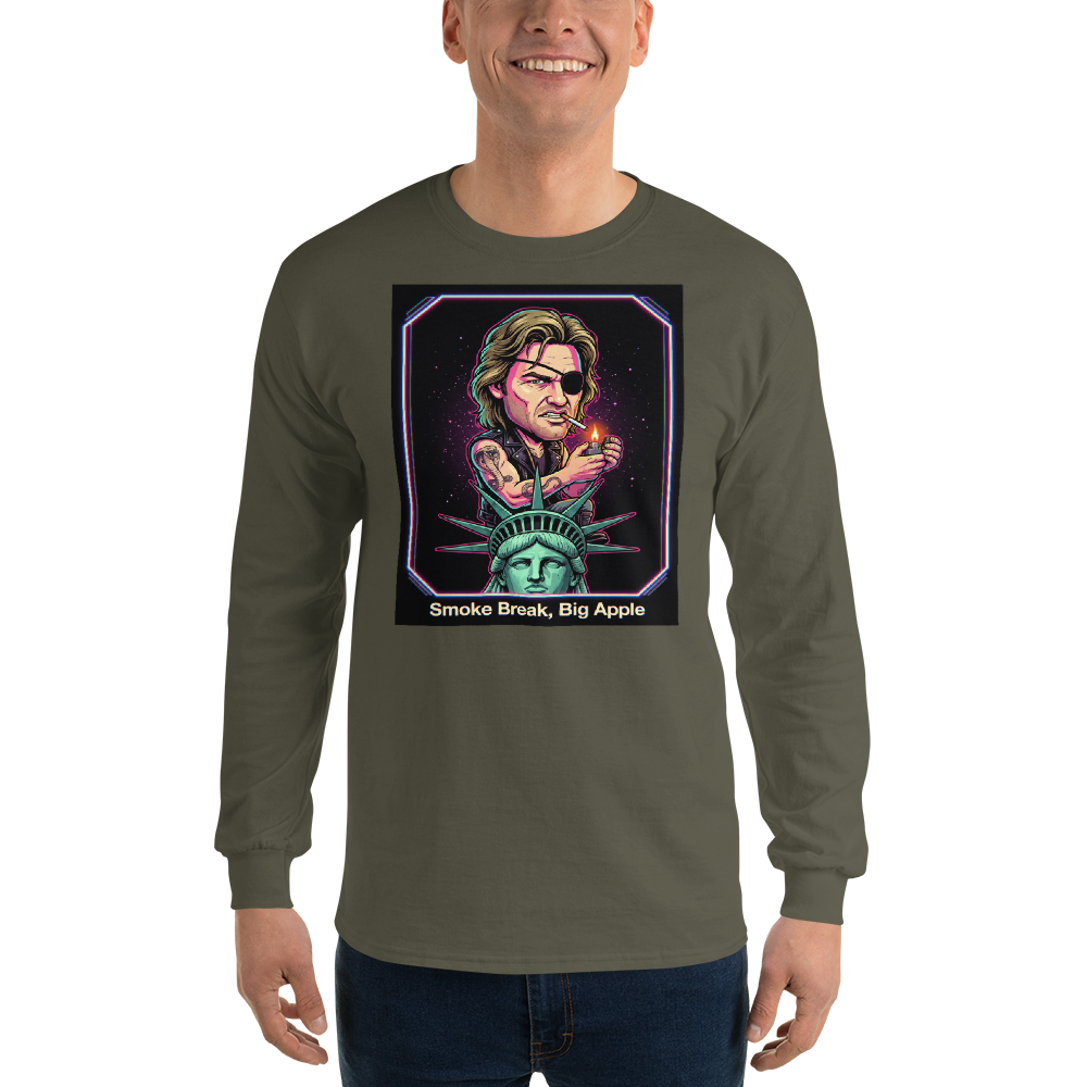 Eyepatch Antihero Smoke Break Big Apple Tee — military green front view